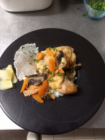 Poulet coco gingembre - Riz épicé Notre menu chez Rose et Joséphine